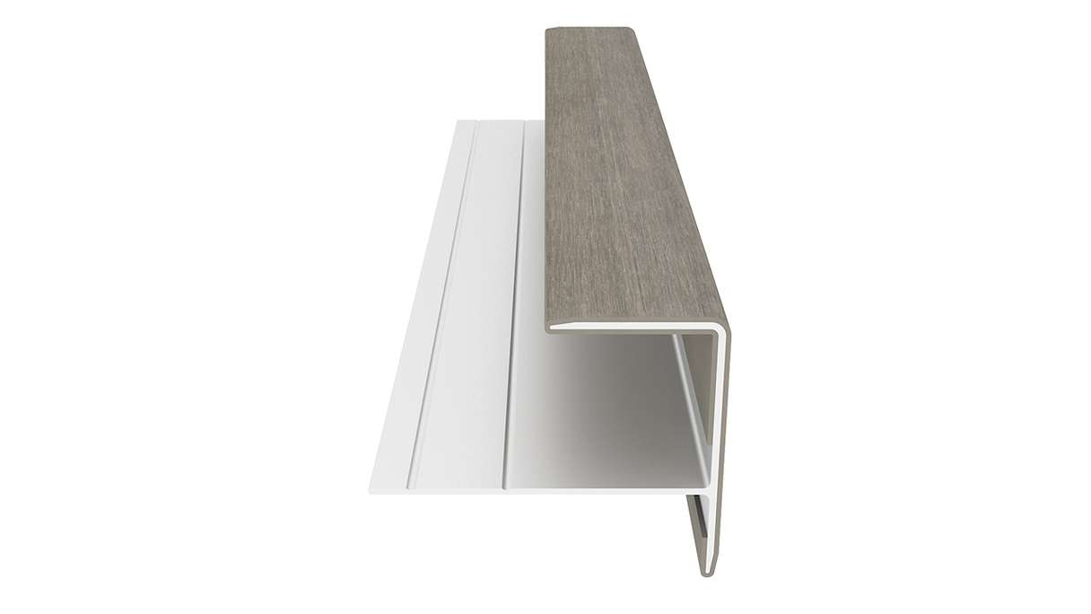 planeo LINEA - Profilo terminale in alluminio CoEx grigio chiaro 3000 x 74 x 61 mm