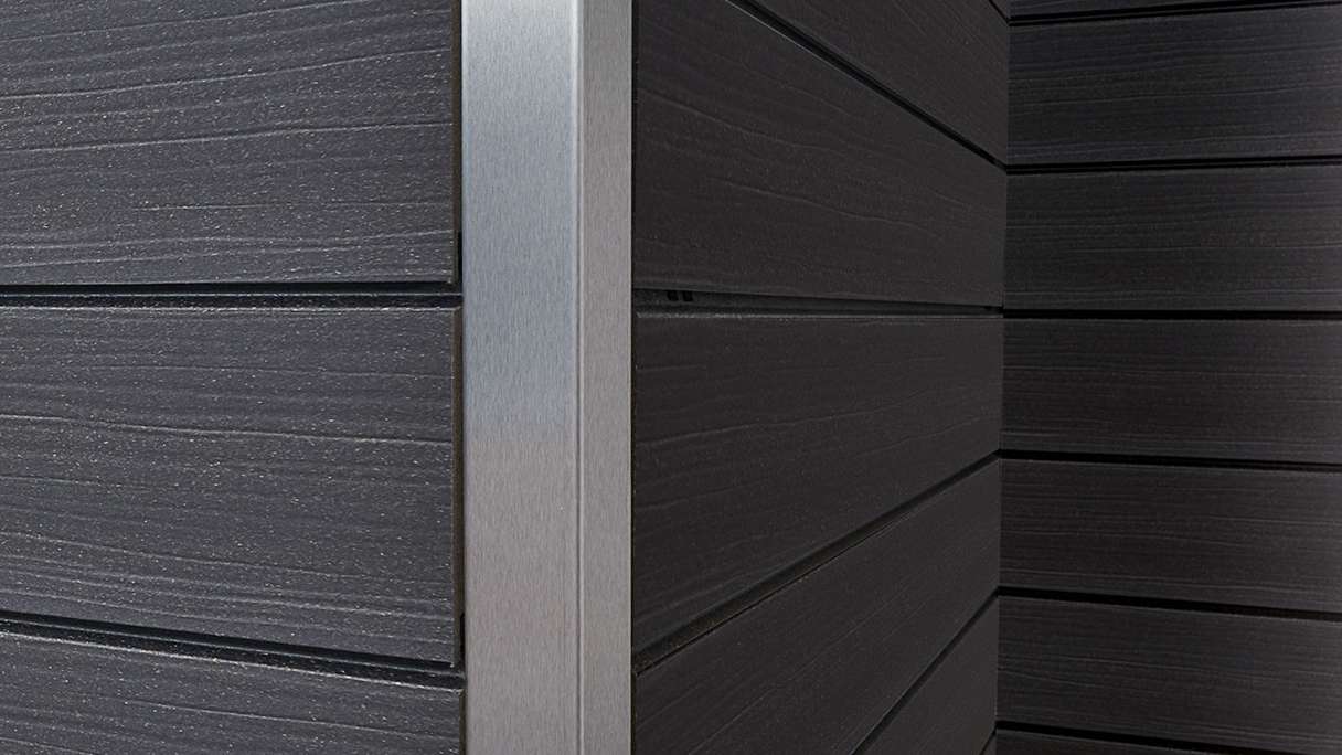 planeo Fassado - WPC rivestimento facciata a fasce romboidali Prime grigio basalto XXL 4 m