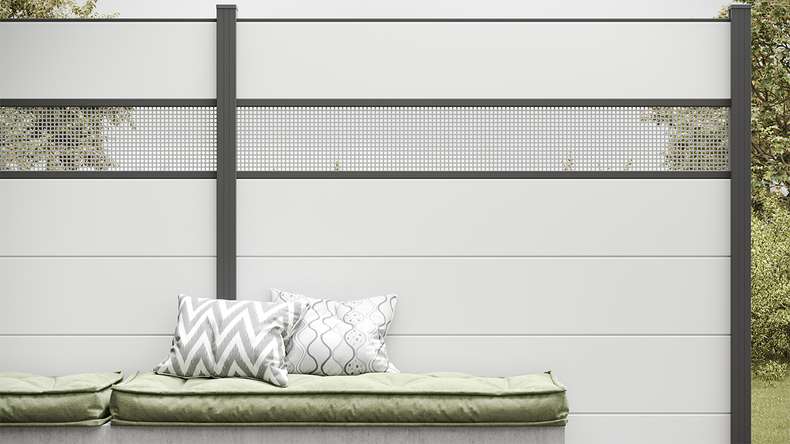 planeo Gardence Simply - Recinzione in PVC ad innesto Quadrata Bianco 180 x 180cm