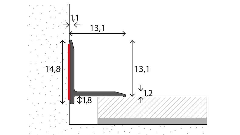 profilo di collegamento a parete planeo 892 - 100 cm