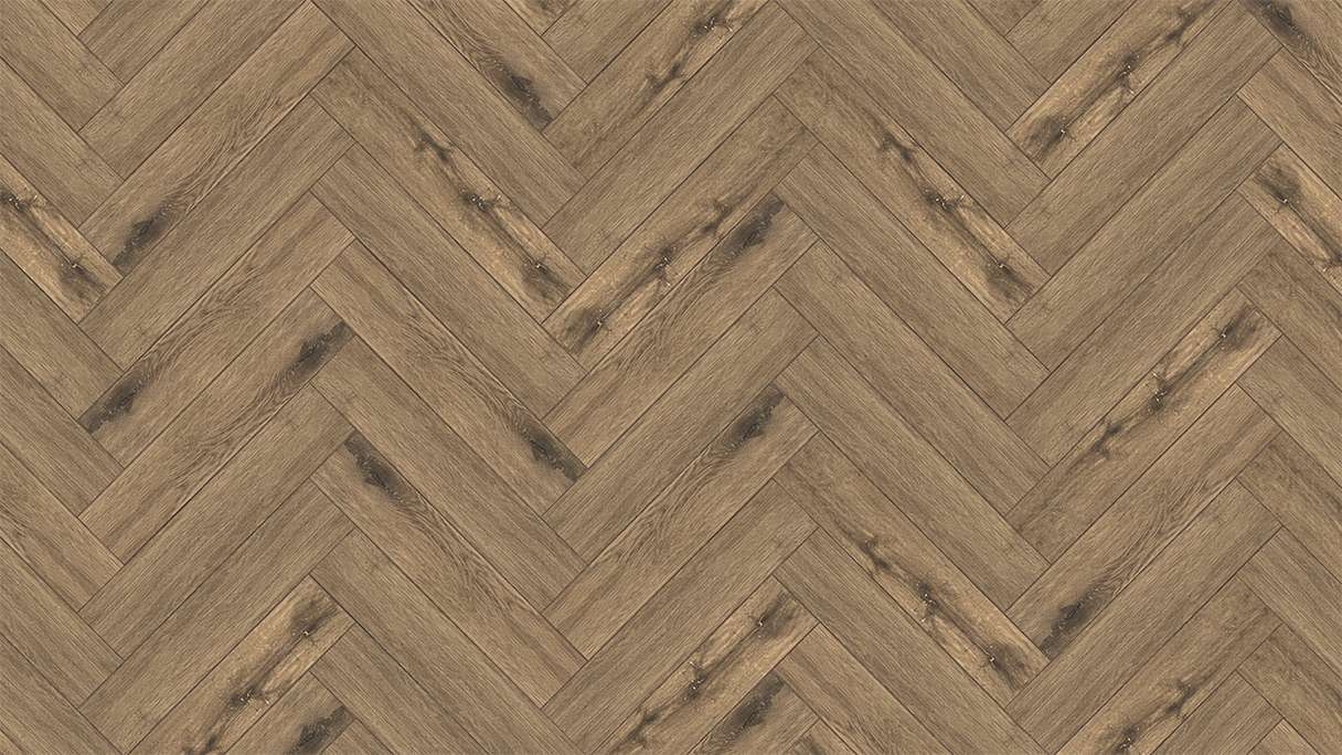 planeo Vinile rigido Klick - SolutionX 2in1 Rovere a spina di pesce Marrone naturale | Isolamento acustico integrato (ECF-HB-3955)