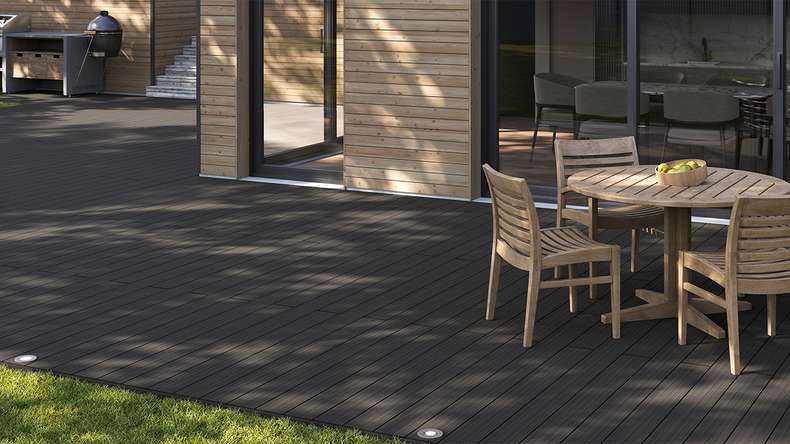 planeo AntikWood WPC tavola solido - Grigio antracite 3.6m invecchiato