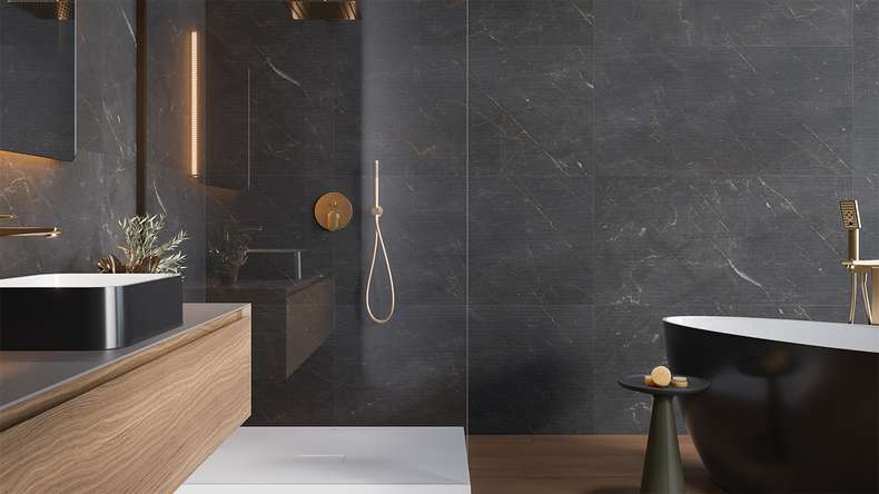 rivestimento planeo SPC - CeraRock Tile Stripes Black Slate 120 x 60 cm