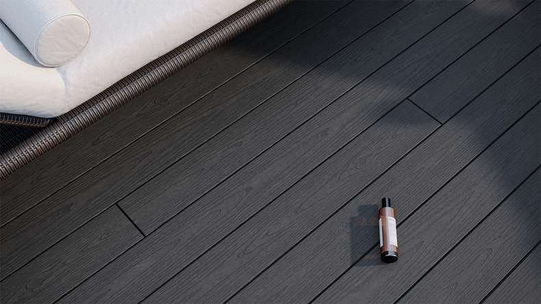 planeo CoEXWood WPC tavola con rivestimento solido - Grigio antracite/Grigio-marrone 3m strutturato