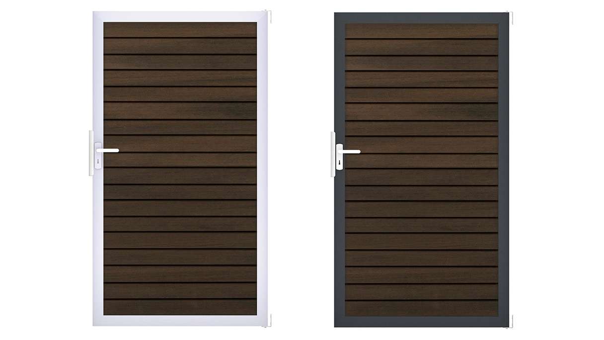 planeo Gardence Trendy - Cancello universale BPC-Rhombus - Noce coestruso con telaio in alluminio 100 x 180 4 cm