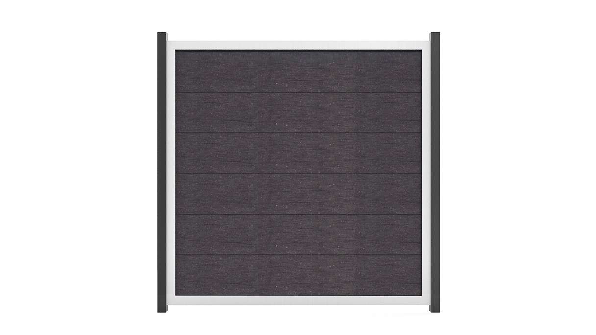 planeo Gardence Guard - Recinzione in BPC quadrata Grigio antracite con telaio in alluminio in argento