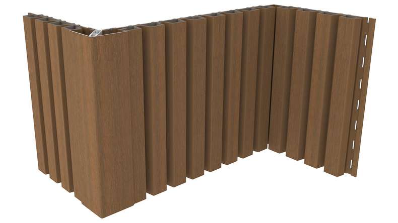 planeo LINEA Slim - Rivestimento per facciate in WPC CoEx, finitura Teak della Birmania, 2900 x 215 mm