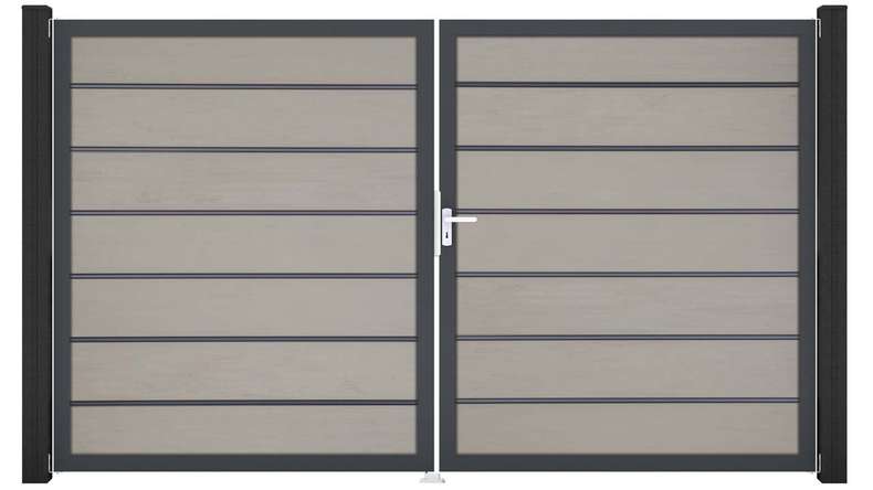 planeo Gardence Deluxe - Porta BPC - DIN Destro 2 ante Bicolore Sabbia con telaio in alluminio antracite