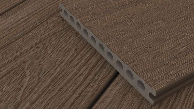 planeo MAXLine Nature - Pannello per decking XL rivestito in WPC CoEx a camera cava - Ipe Brown 3m strutturato/liscio spazzolato