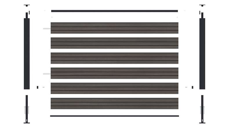 planeo LINEA - Recinzione da giardino a incastro in WPC CoEx Rhombus, grigio scuro, 180 x 90 cm