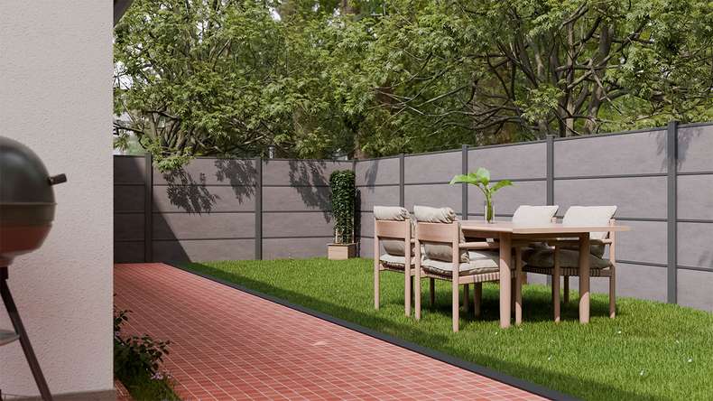 planeo Gardence Resistant - recinzione a innesto in HPL grigio antracite 180 x 183 cm