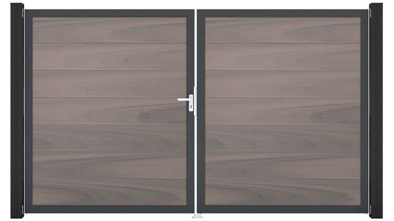planeo Gardence Strong XL - Cancello BPC - a 2 ante, bicolore co-ex con telaio in alluminio