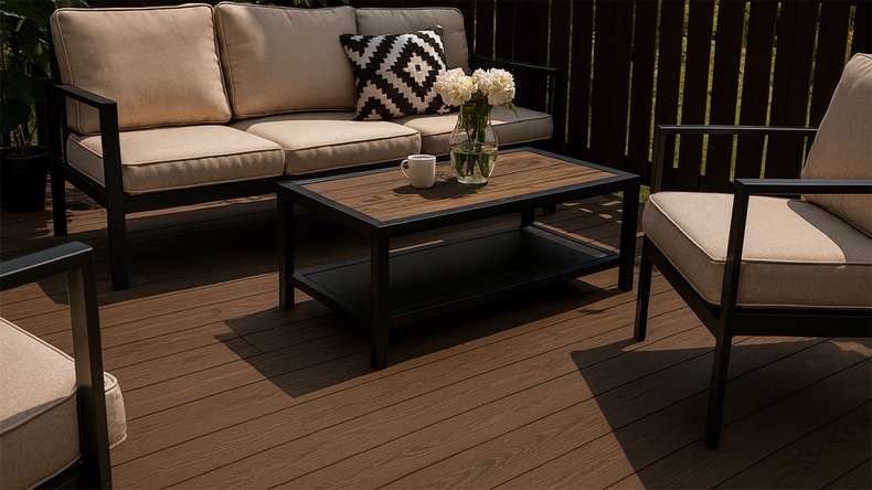 planeo decking in legno Thermo dark ash tavola massiccia, liscia su entrambi i lati - 1500 x 130 x 20 mm