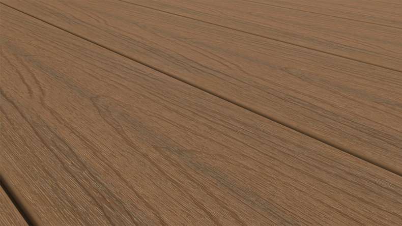 planeo MAXLine Nature - pannello per decking WPC CoEx avvolto XL camera cava - teak Burma 3m strutturato/liscio spazzolato