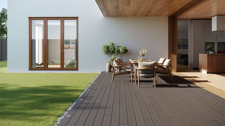 planeo LightWood WPC tavola cava - Grigio chiaro 3m scanalato/scanalato