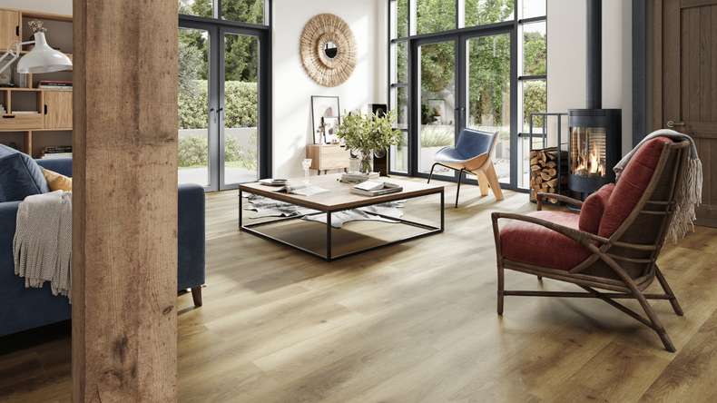 planeo Rigido Vinile ad incastro - SolutionX 2in1 Oak Dark Brown | Isolamento acustico integrato (ECF-0080)
