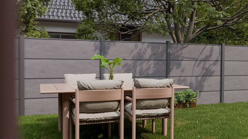 planeo Gardence Resistant - recinzione a innesto in HPL grigio antracite 180 x 183 cm
