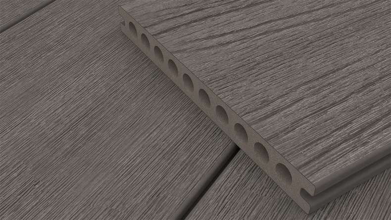 planeo MAXLine Nature - Pannello per decking XL rivestito in WPC CoEx a camera cava - grigio scuro 3m strutturato/liscio spazzolato