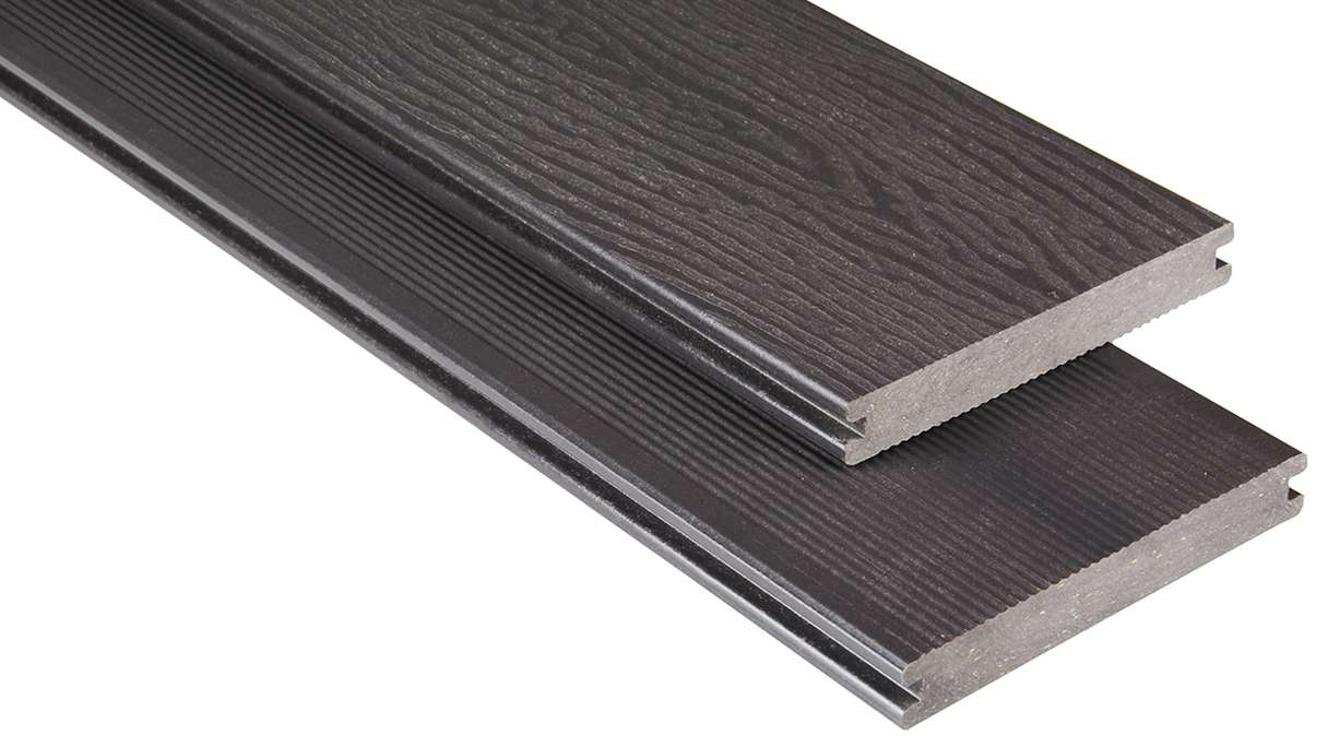 planeo pavimenti WPC - tavola per decking solido grigio-marrone 5.50m - scanalato