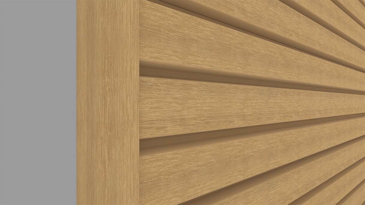 planeo LINEA Wide - Rivestimento per facciate in WPC CoEx, colore sabbia, 2900 x 181 mm