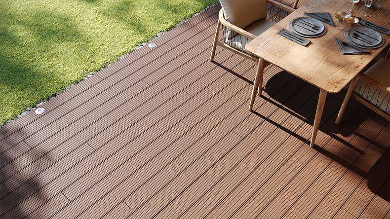 planeo LightWood WPC tavola cava - Marrone chiaro 3.6m scanalato/scanalato