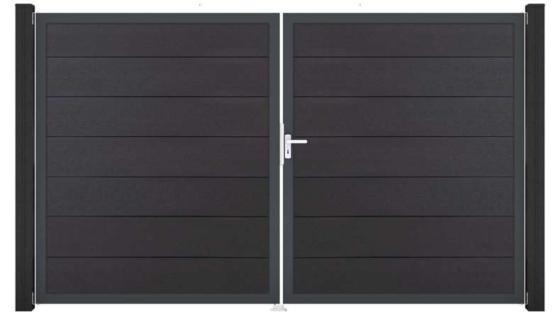 planeo Gardence Strong XL - Cancello BPC - A due ante, grigio antracite con telaio in alluminio