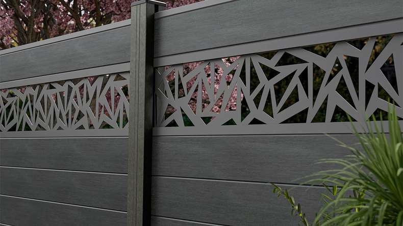 planeo Gardence Strong - recinzione a innesto BPC Triangolo grigio pietra co-ex 180 x 180 cm