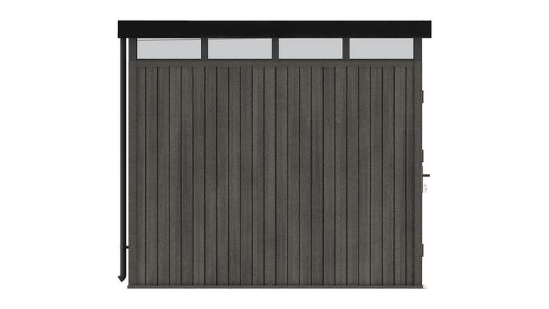 planeo WPC CoEx Casetta da giardino con tetto piano M - Grigio scuro 250 x 250 x 226,5 cm