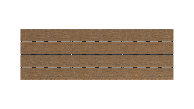 Piastrella per terrazze planeo in WPC-CoEx, modello Burma Teak, 90x30 cm
