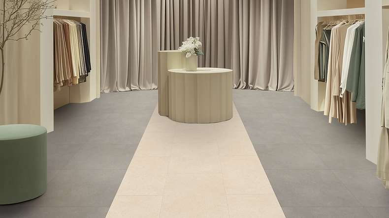 Gerflor Klick Vinyl Rigid - Creation 55 Clic Acoustic Backyard Light Beige | Isolamento acustico integrato (61261712)