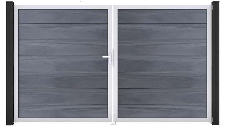 planeo Gardence Strong XL - Porta BPC - DIN Sinistro a 2 ante in cox Grigio pietra con telaio in alluminio argento