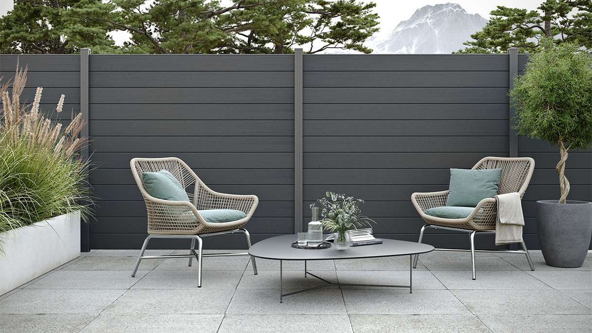 planeo Gardence Strong - Recinzione in BPC quadrata Grigio antracite