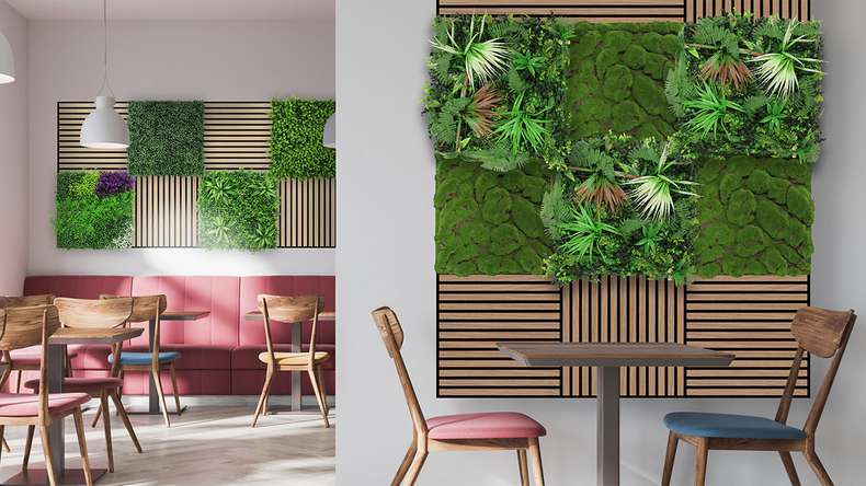 pannello acustico planeo - MixWall Leaf Mood Mixed Green Design Buxus 52 x 52 cm | pianta artificiale (PLMW-21111)