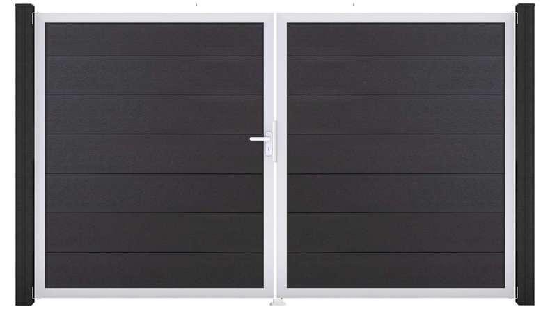 planeo Gardence Strong XL - Cancello BPC - A due ante, grigio antracite con telaio in alluminio