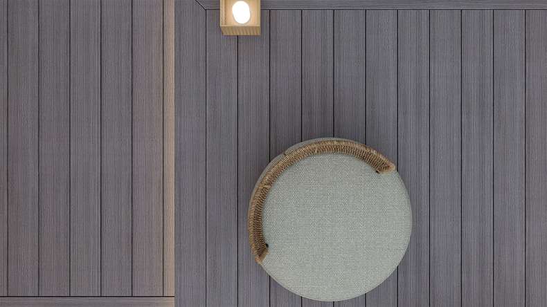 planeo MAXLine Antique - Decking XL rivestito in WPC CoEx massiccio - grigio 3m rustico strutturato/liscio spazzolato