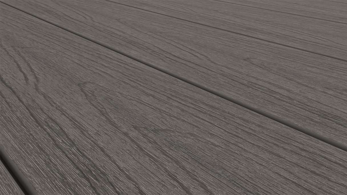 planeo MAXLine Nature - Pannello per decking XL rivestito in WPC CoEx a camera cava - grigio scuro 3m strutturato/liscio spazzolato