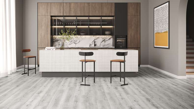 planeo Rigido Vinile ad incastro - SolutionX 2in1 Oak Grey | Isolamento acustico integrato (ECF-0088)