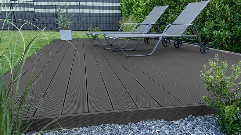 TitanWood set completo 3m struttura massiccia a listoni scanalati grigio scuro 39,6m² incl. alluminio-UK