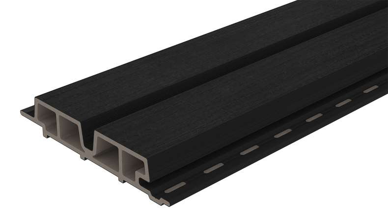 planeo LINEA Wide - Rivestimento per facciate in WPC CoEx, nero, 2900 x 181 mm