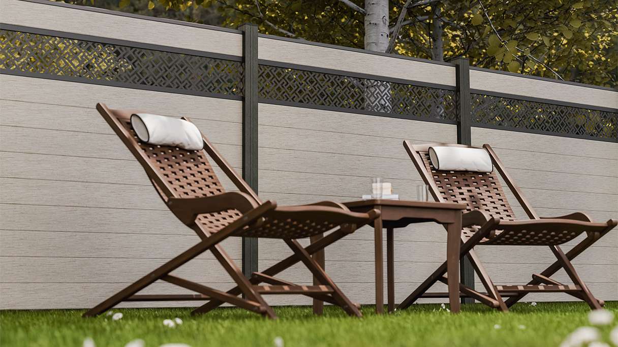 planeo Gardence Strong - recinzione a innesto BPC Abstract Bi-Color Sand 180 x 180 cm