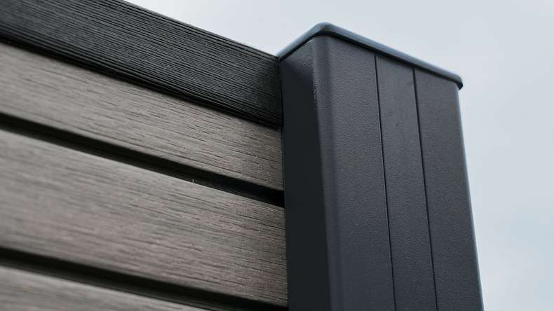 planeo LINEA - Recinzione a rombi in WPC CoEx grigio scuro 176 x 183