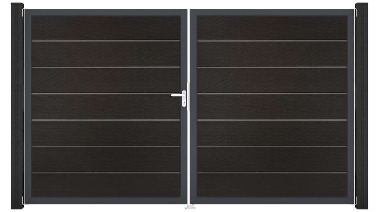 planeo Gardence Deluxe - Cancello BPC - a due ante, nero co-ex con telaio in alluminio