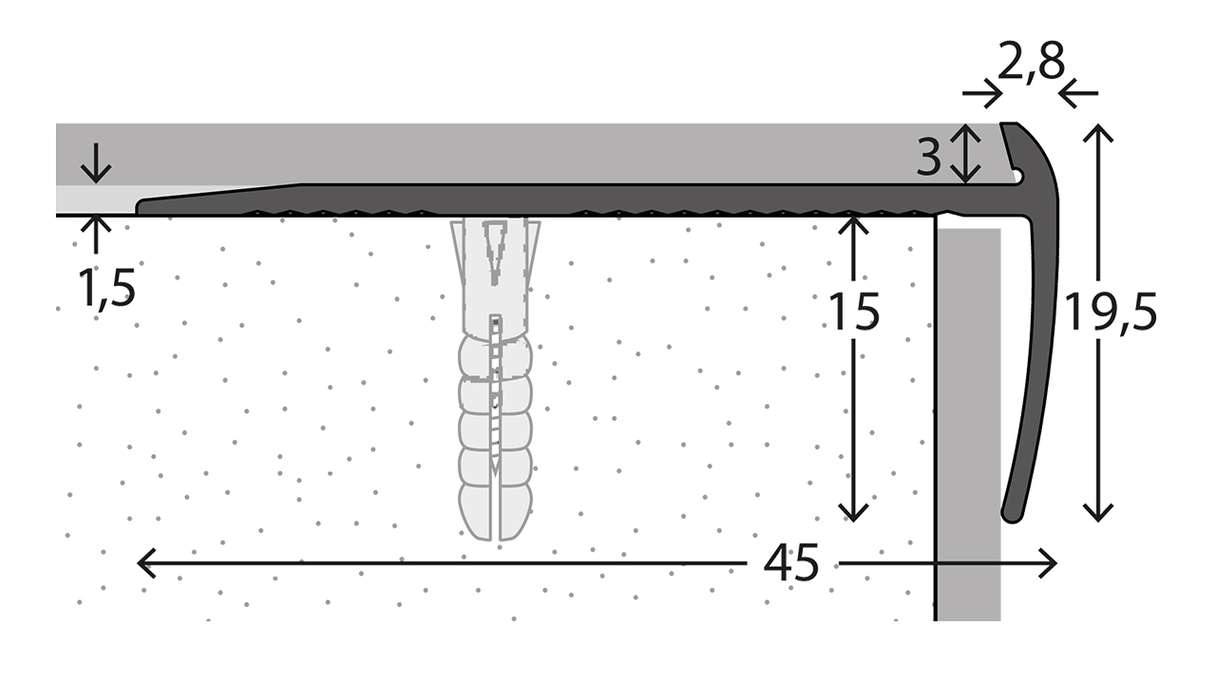 Profilo paragradino planeo 791 argento 250 cm