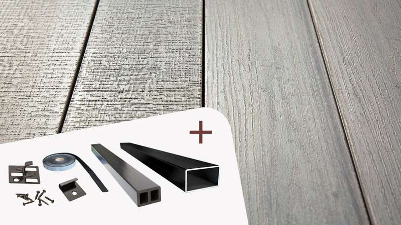 Set completo TitanWood 3m struttura a listoni per legno massiccio grigio chiaro 9,2m² incl. alluminio-UK