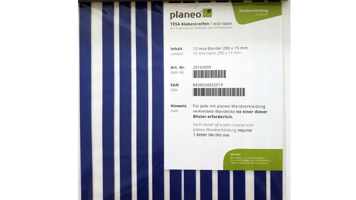 accessori per rivestimenti murali planeo - strisce adesive TESA 290 x 15 mm - 12 pz.