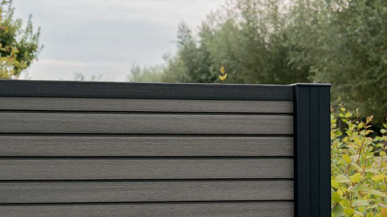 planeo LINEA - Recinzione a rombi in WPC CoEx grigio scuro 176 x 183