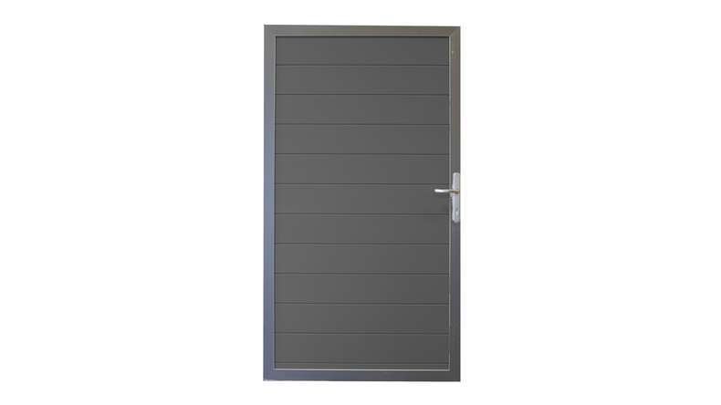 planeo Gardence Metallic - Cancello universale in alluminio grigio antracite con telaio in alluminio