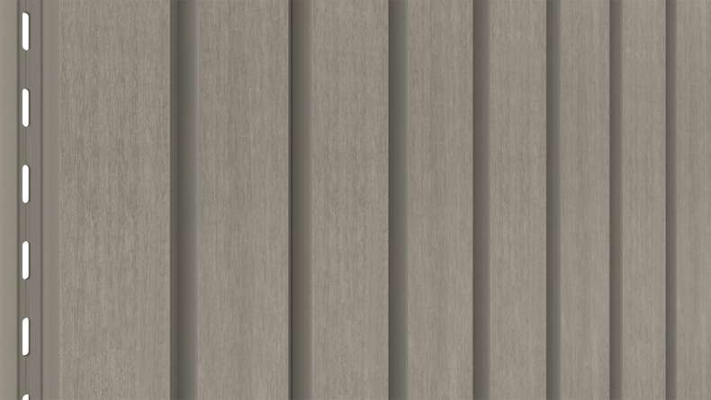 planeo LINEA Wide - Rivestimento per facciate in WPC CoEx, grigio chiaro, 2900 x 181 mm