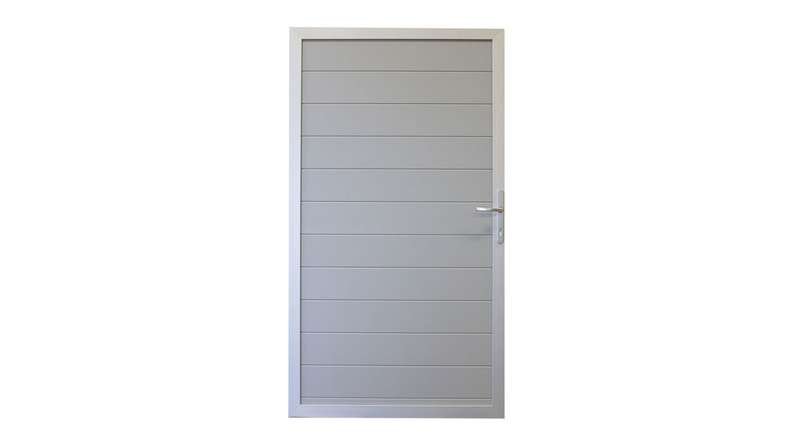 planeo Gardence Metallic - Cancello universale in alluminio grigio argento con telaio in alluminio