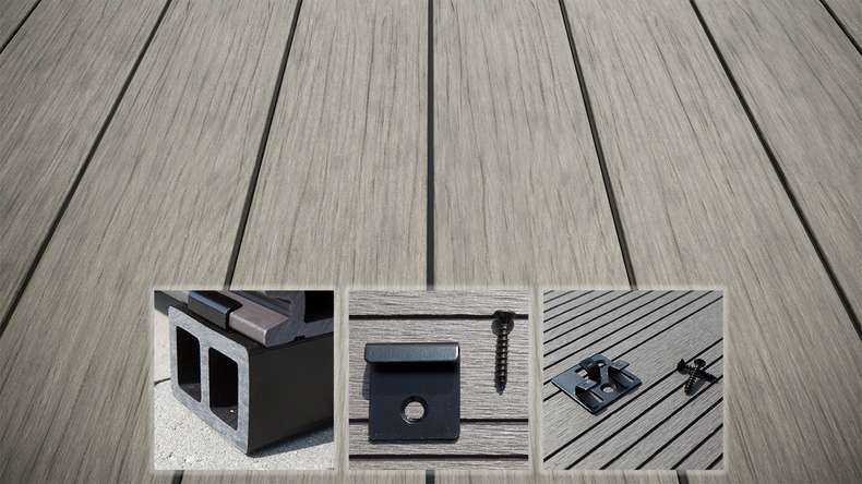 planeo AntikWood WPC set completo di tavole massicce - Grigio pietra anticato